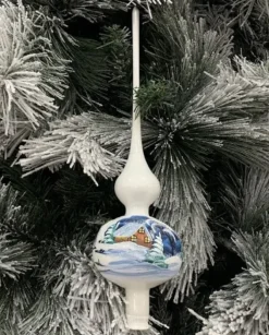 Puntale Di Vetro Decorato A Mano Per Albero Di Natale