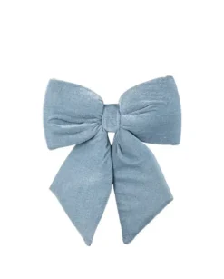 Puntale Fiocco Di Velluto Blu 13X15Cm Per Decorazione Albero Di Natale