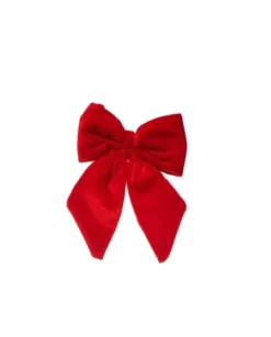 Puntale Fiocco Di Velluto Rosso 13X15Cm Per Decorazione Albero Di Natale