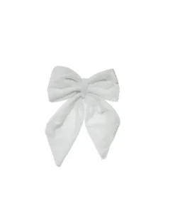 Puntale Fiocco Di Velluto 13X15Cm Bianco Per Decorazione Albero Di Natale