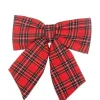 Puntale Fiocco Tartan Rosso 40X40 Cm Per Decorazioni Di Natale