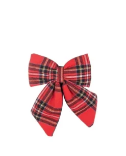 Puntale Fiocco Tartan 13X15Cm Per Decorazioni Di Natale