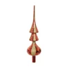 Puntale In Vetro Rosso Con Oro Glitter 34 Cm