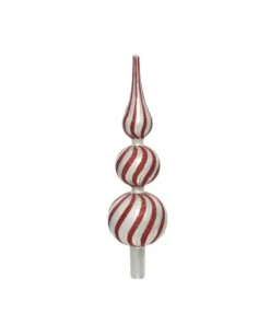 Puntale Per Albero A Strisce Rosse Glitter 31 Cm