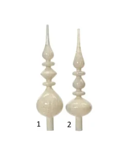 Puntale Per Albero In Vetro Bianco Antico Lucido In 2Varianti Alt. 35Cm