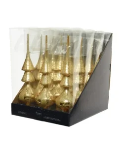 Puntale Per Albero In Vetro Color Oro Glitter Scintillante 34 Cm