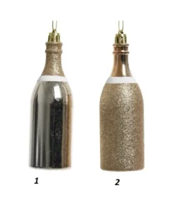 1Pz Addobbo Appendino Bottiglia Di Champagne Per Abero Di Natale 4X13 Cm