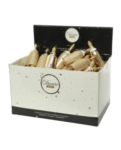 1Pz Addobbo Appendino Bottiglia Di Champagne Per Abero Di Natale 4X13 Cm