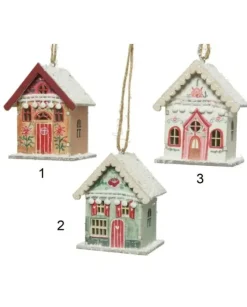 1Pz Addobbo Appendino Casetta In Legno Colorata Per Albero Di Natale
