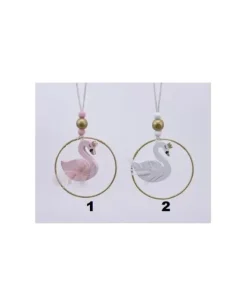 1Pz Addobbo Appendino Decoro Cigno Per Albero Di Natale 8.5Cm