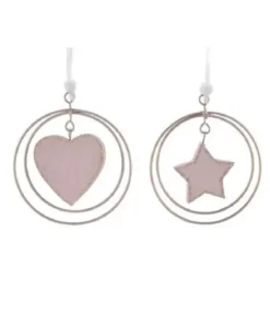 1Pz Addobbo Appendino Decoro Stella/Cuore Per Abero Di Natale