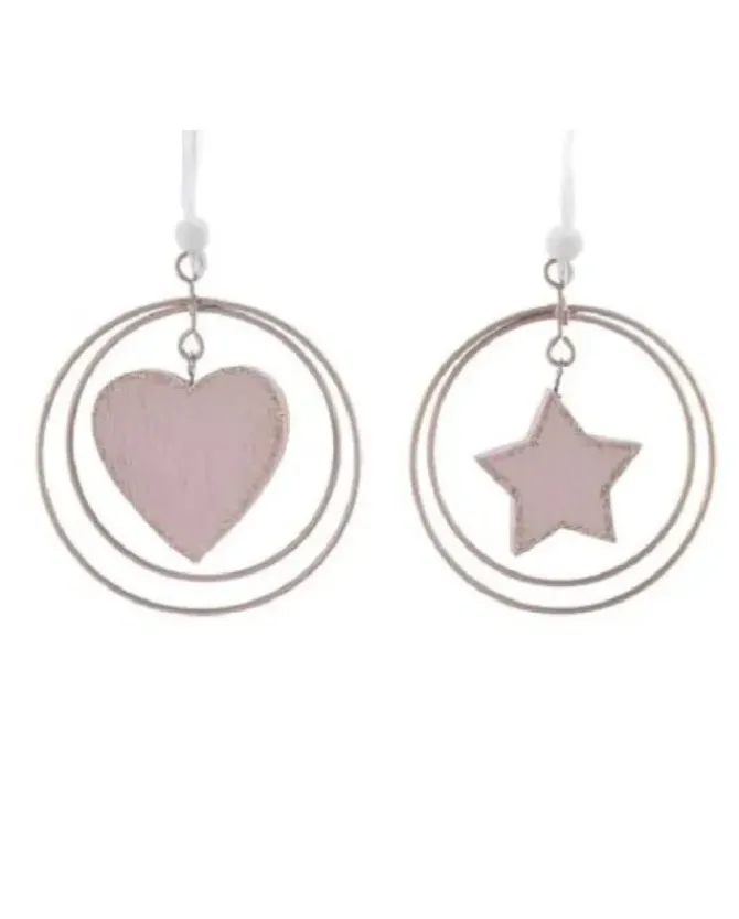 1Pz Addobbo Appendino Decoro Stella/Cuore Per Abero Di Natale