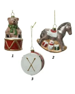 1Pz Addobbo Appendino Orso Tamburo Cavallo Per Albero Di Natale 11Cm