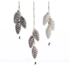 1Pz Appendino Addobbo Pigne Innevate 3Colori 3X6 Cm Per Albero Di Natale