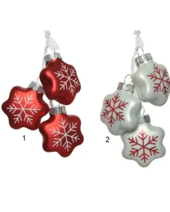 1Pz Decoro Appendino Fiocchi Di Neve In Vetro In Due Colorazioni 2X3X5X4Cm