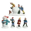 5Pz Figure Natalizie In Poliresina Bambini E Pupazzo Di Neve
