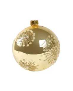 1Pz Pallina Di Vetro Decorata A Mano Oro Lucido 80Mm