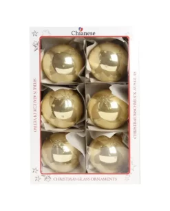 1Pz Pallina Di Vetro Decorata A Mano Oro Lucido 80Mm