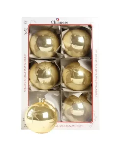 1Pz Pallina Di Vetro Decorata A Mano Oro Lucido 80Mm