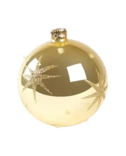 1Pz Pallina Di Vetro Decorata A Mano Oro Lucido 80Mm