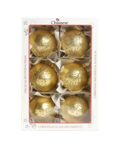 1Pz Pallina Di Vetro Decorata A Mano Oro Opaco 80Mm