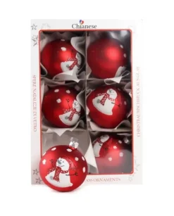 1Pz Pallina Di Vetro Decorata A Mano Rosso Opaco 80M