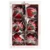 1Pz Pallina Di Vetro Decorata A Mano Rosso Opaco 80Mm
