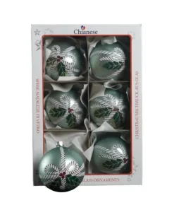 1Pz Pallina Di Vetro Decorata A Mano 80Mm