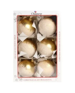 1Pz Pallina Di Vetro Decorata A Mano Oro Opaco 80Mm