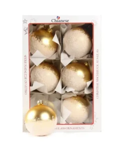1Pz Pallina Di Vetro Decorata A Mano Oro Opaco 80Mm