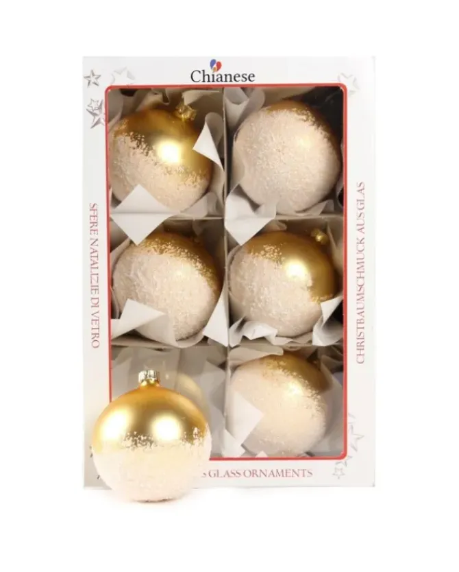 1Pz Pallina Di Vetro Decorata A Mano Oro Opaco 80Mm