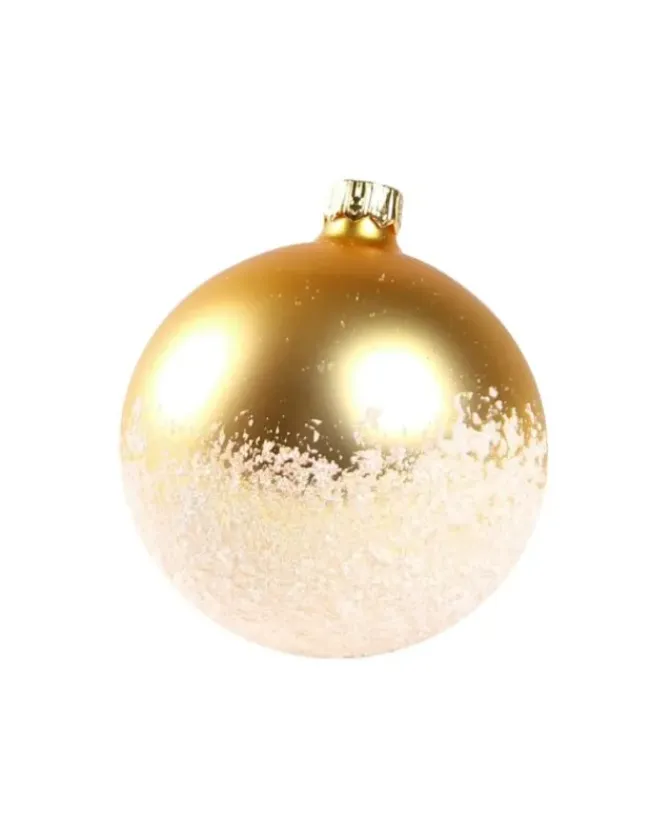 1Pz Pallina Di Vetro Decorata A Mano Oro Opaco 80Mm