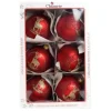1Pz Pallina Di Vetro Decorata A Mano Rosso Opaco 80Mm