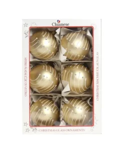 1Pz Pallina Di Vetro Decorata A Mano Champagne Opaco 80Mm