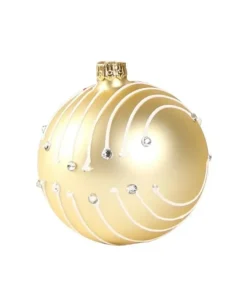 1Pz Pallina Di Vetro Decorata A Mano Champagne Opaco 80Mm