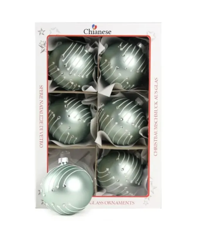 1Pz Pallina Di Vetro Decorata A Mano Tiffany Opaco 80Mm