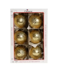 1Pz Pallina Di Vetro Decorata A Mano Oro Opaco 80Mm