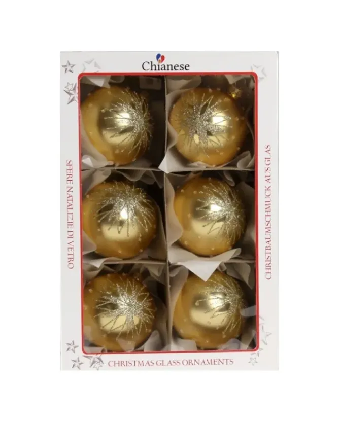 1Pz Pallina Di Vetro Decorata A Mano Oro Opaco 80Mm