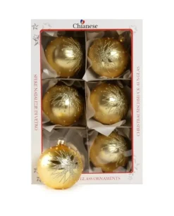 1Pz Pallina Di Vetro Decorata A Mano Oro Opaco 80Mm