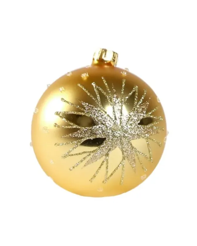 1Pz Pallina Di Vetro Decorata A Mano Oro Opaco 80Mm