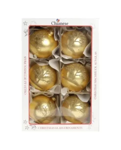 1Pz Pallina Di Vetro Decorata A Mano Oro Opaco 80Mm