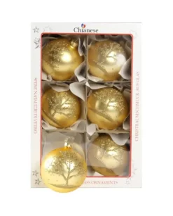 1Pz Pallina Di Vetro Decorata A Mano Oro Opaco 80Mm