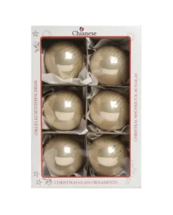 1Pz Pallina Di Vetro Decorata A Mano Champagne Lucido 80Mm