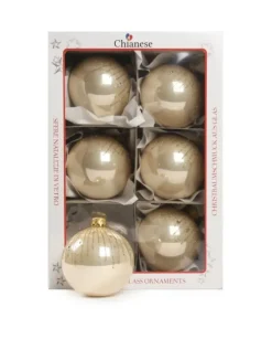 1Pz Pallina Di Vetro Decorata A Mano Champagne Lucido 80Mm