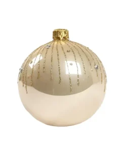 1Pz Pallina Di Vetro Decorata A Mano Champagne Lucido 80Mm