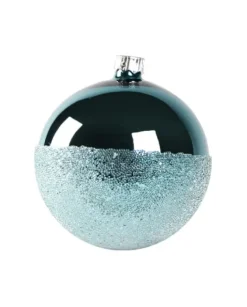 1Pz Pallina Di Vetro Decorata A Mano Azzurro Lucido 80Mm