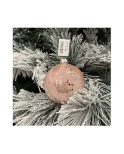 1Pz Pallina Di Vetro Decorata A Mano Rosa 80Mm