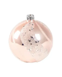 1Pz Pallina Di Vetro Decorata A Mano Rosa 80Mm