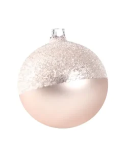 1Pz Pallina Di Vetro Decorata A Mano Rosa Opaco 80Mm