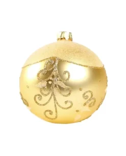 1Pz Pallina Di Vetro Decorata A Mano Oro Opaco 80Mm